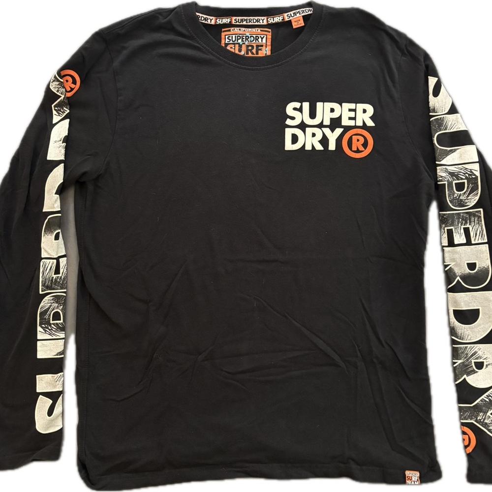 Superdry Black and Orange Long Sleeve Tee